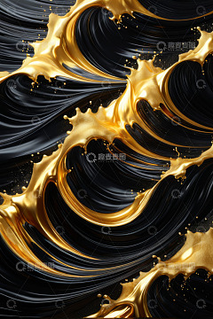 黑金液体流动抽象背景