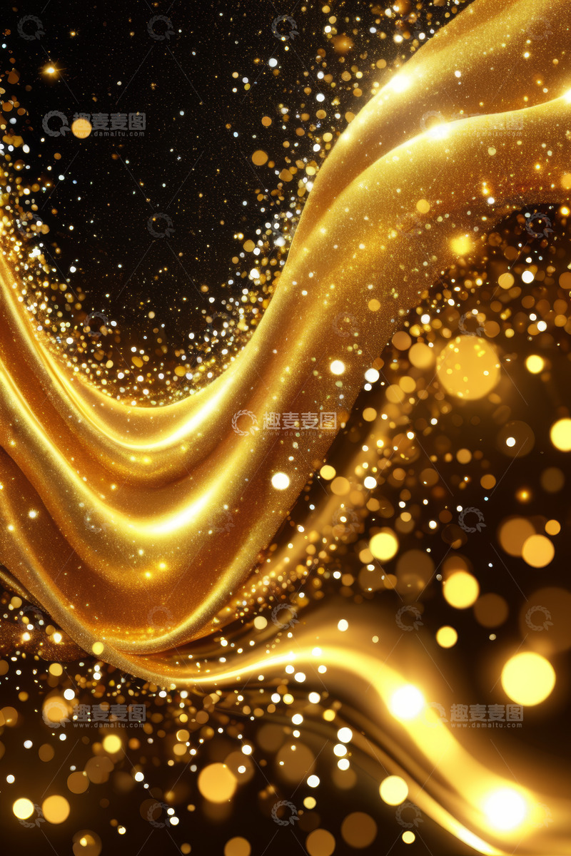 高清大图下载【趣麦麦图】金色流光粒子背景