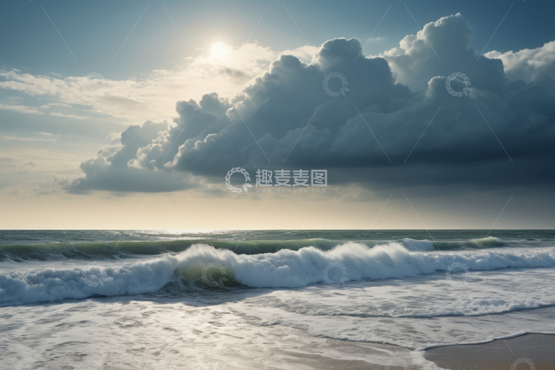 高清大图下载【趣麦麦图】海滩海浪与天空云彩景观
