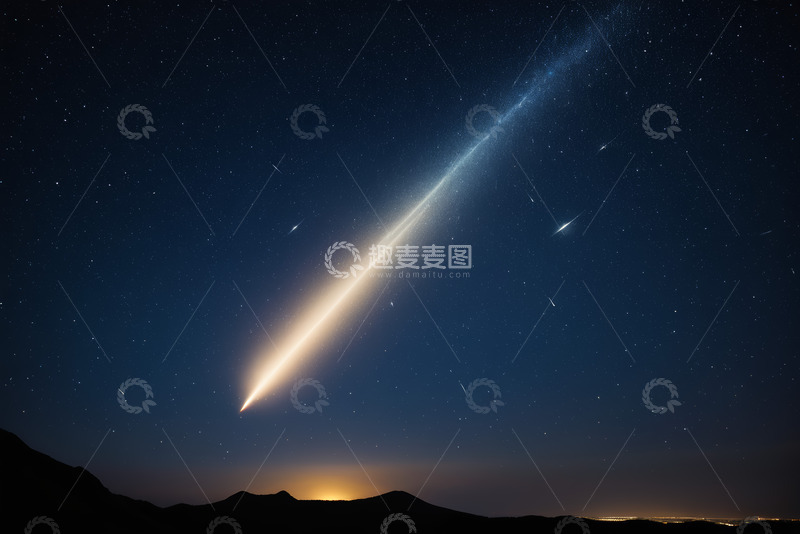 高清大图下载【趣麦麦图】夜空流星划过天际景象