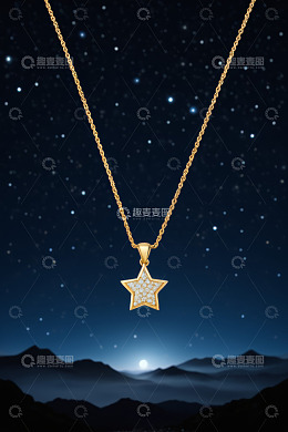 星空背景下的黄金钻石项链