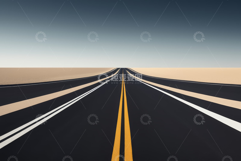 高清大图下载【趣麦麦图】沙漠中的公路延伸向远方