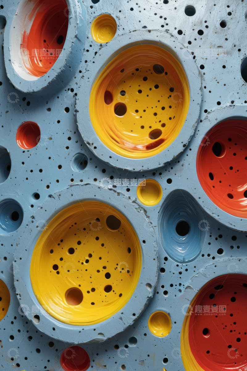 高清大图下载【趣麦麦图】彩色油漆孔洞墙面纹理