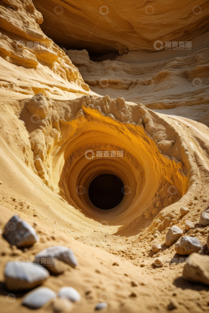 高清大图下载【趣麦麦图】沙漠中奇特洞穴自然景观