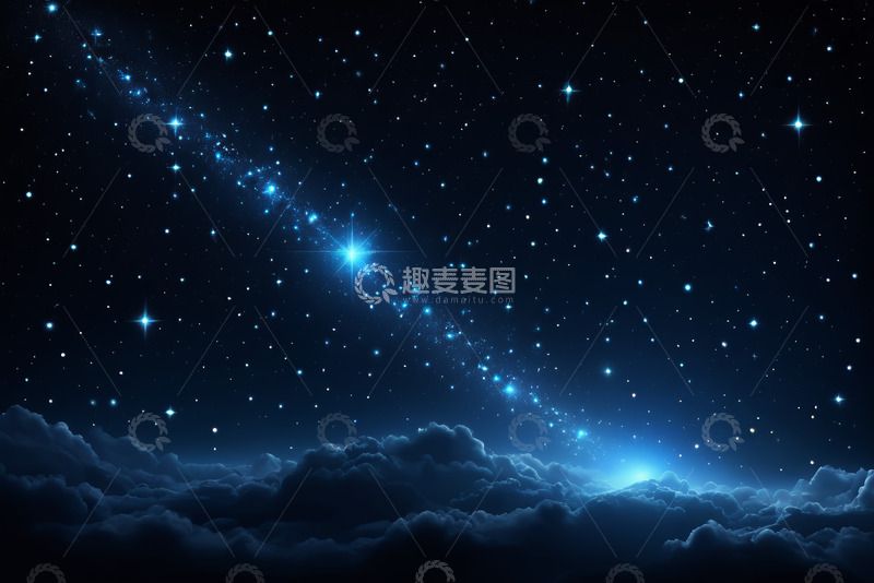 高清大图下载【趣麦麦图】夜空繁星与云层景观
