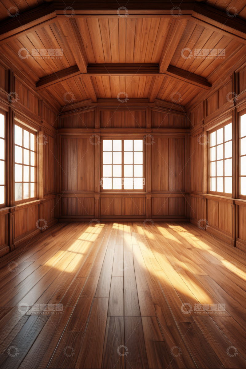 高清大图下载【趣麦麦图】木质房间室内空间场景