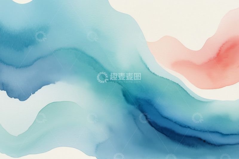 高清大图下载【趣麦麦图】-蓝粉渐变水彩抽象背景图案