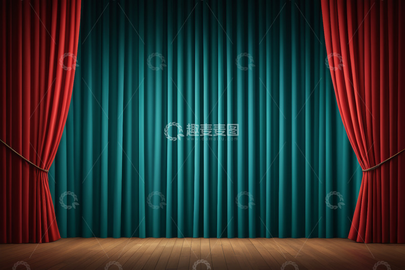 高清大图下载【趣麦麦图】剧院舞台红色幕布场景