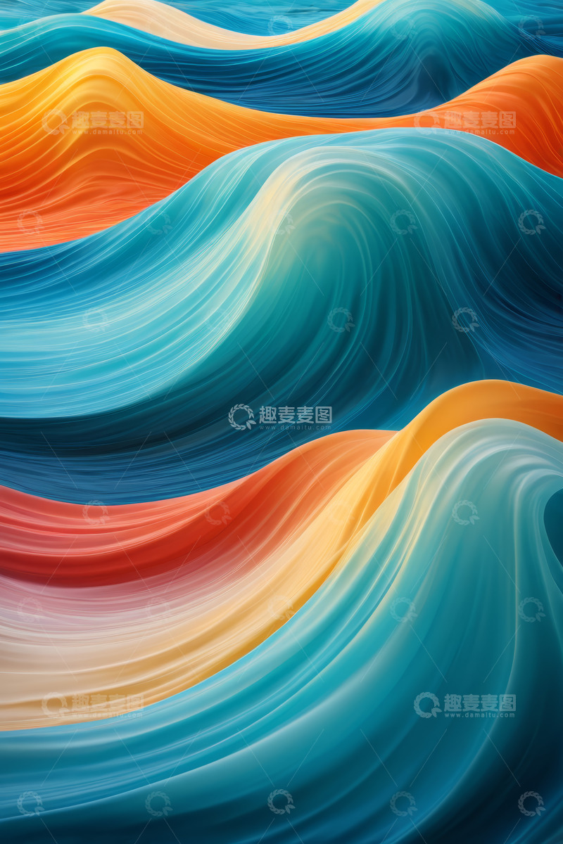 高清大图下载【趣麦麦图】多彩波浪抽象背景素材