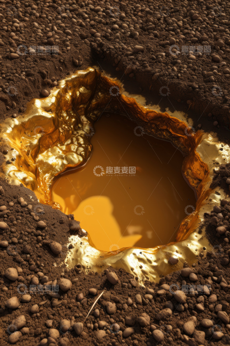 高清大图下载【趣麦麦图】地面上的金色液体坑洞