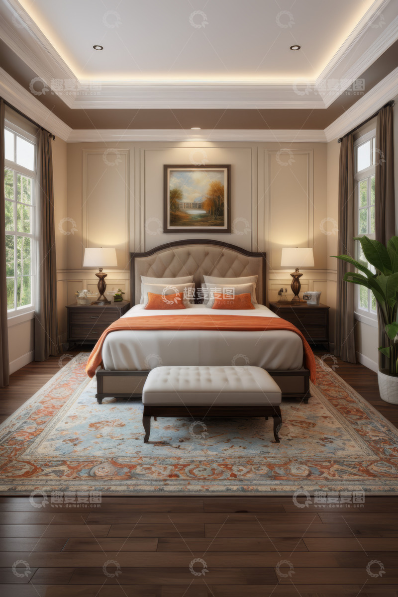 高清大图下载【趣麦麦图】现代风格卧室室内装饰场景