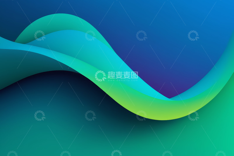 高清大图下载【趣麦麦图】蓝绿色渐变波浪抽象背景