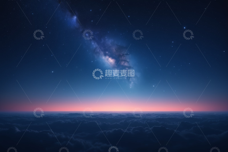 高清大图下载【趣麦麦图】云海之上璀璨星空景观