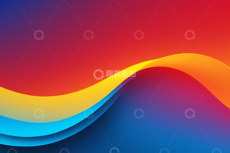 高清大图下载【趣麦麦图】红蓝渐变背景彩色波浪图案