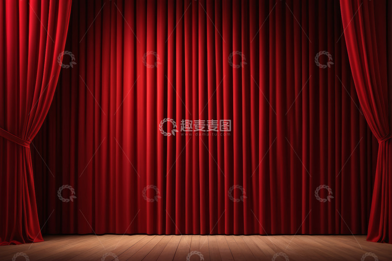 高清大图下载【趣麦麦图】舞台红色幕布背景