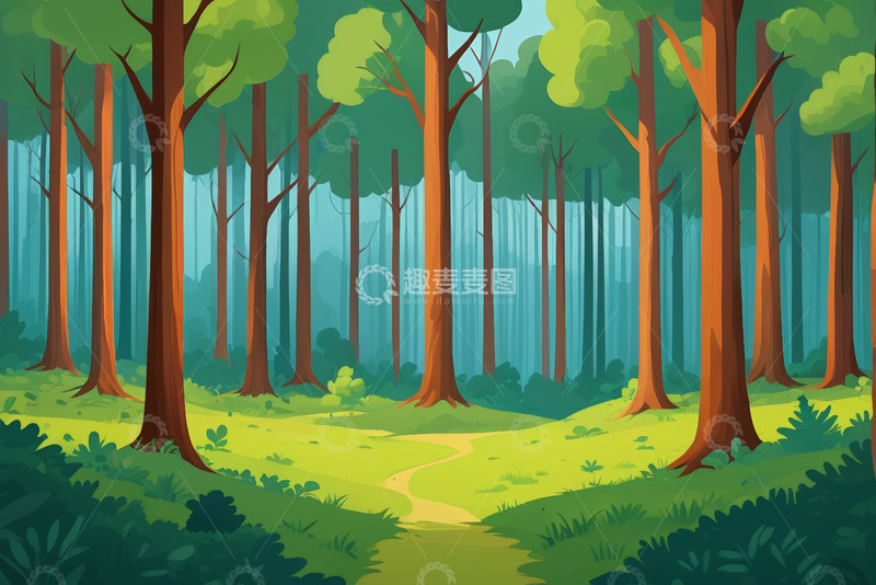高清大图下载【趣麦麦图】森林中的绿色小径