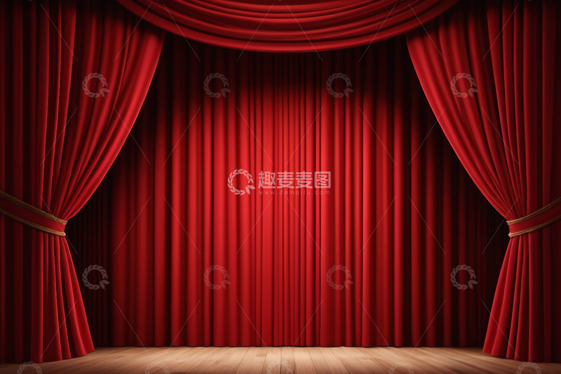 高清大图下载【趣麦麦图】舞台红色幕布背景画面