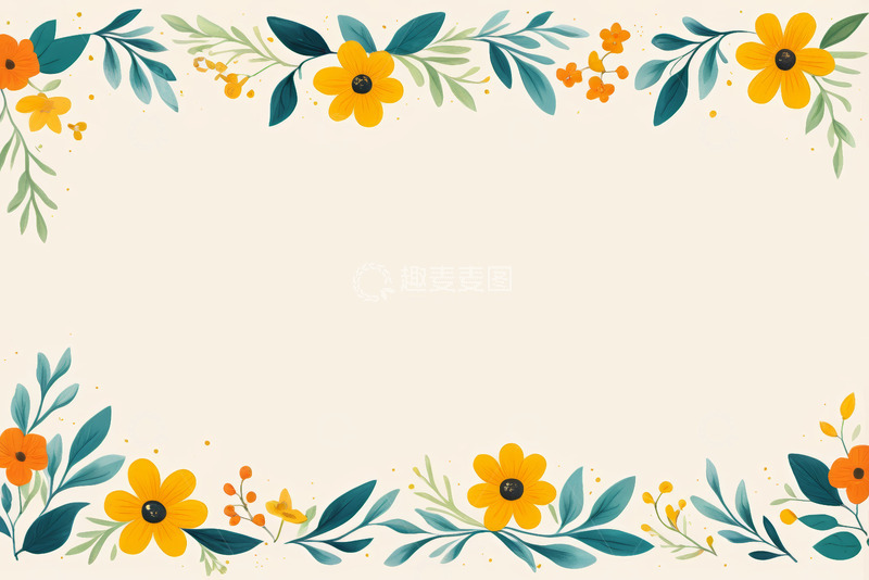 高清大图下载【趣麦麦图】花卉装饰边框插画素材