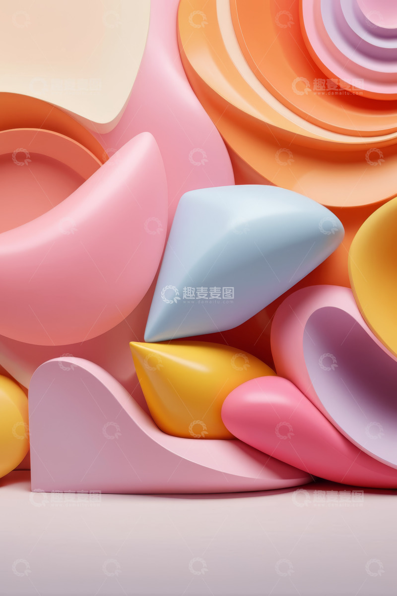 高清大图下载【趣麦麦图】多彩抽象形状现代设计背景