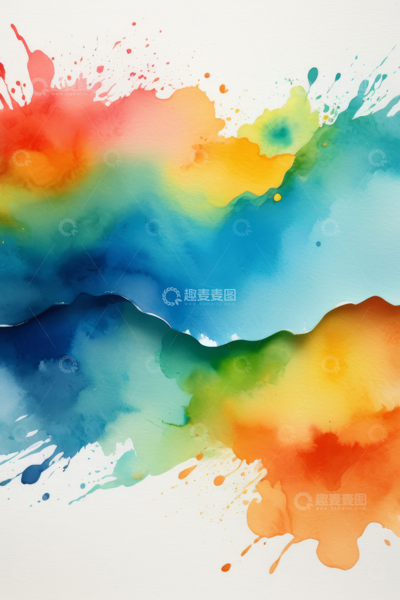 高清大图下载【趣麦麦图】彩色水彩泼墨抽象背景