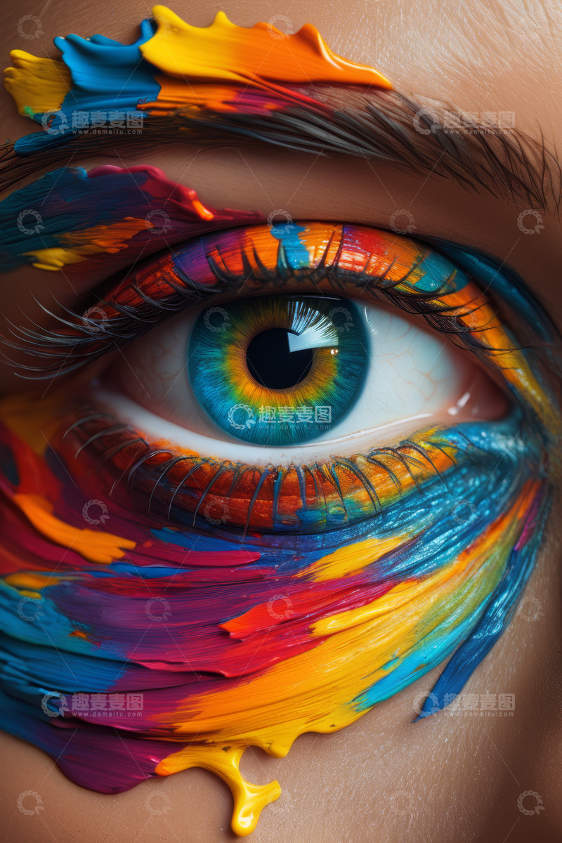 高清大图下载【趣麦麦图】彩色化妆眼特写素材