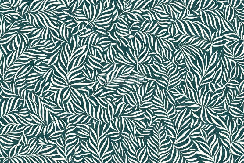 高清大图下载【趣麦麦图】蓝白叶片装饰图案素材