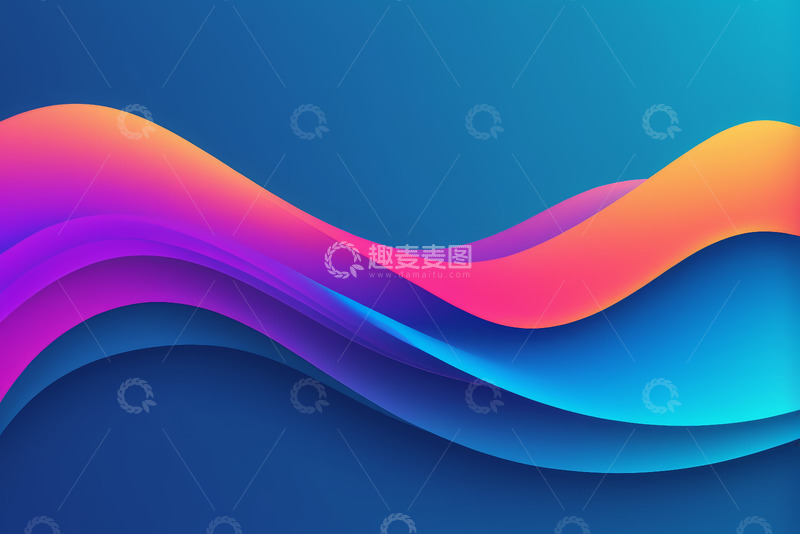 高清大图下载【趣麦麦图】渐变色彩波浪背景图