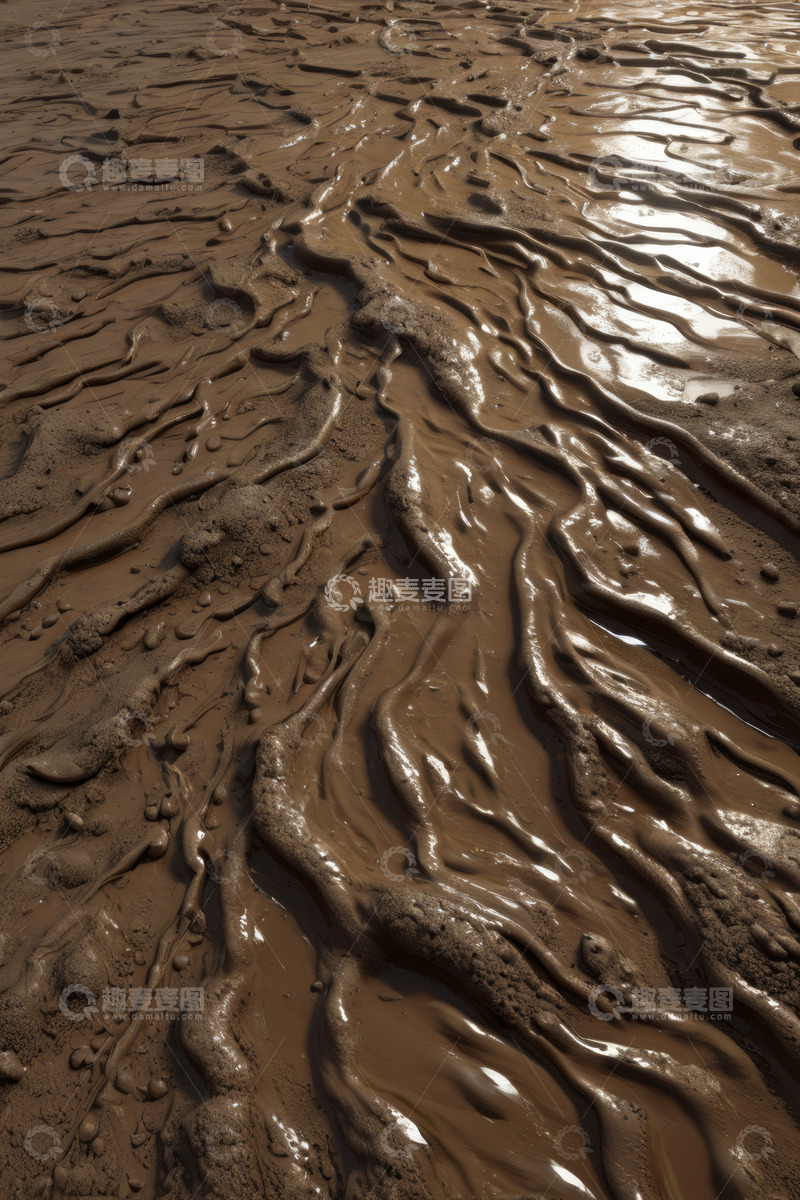 高清大图下载【趣麦麦图】地面湿润泥泞纹理特写