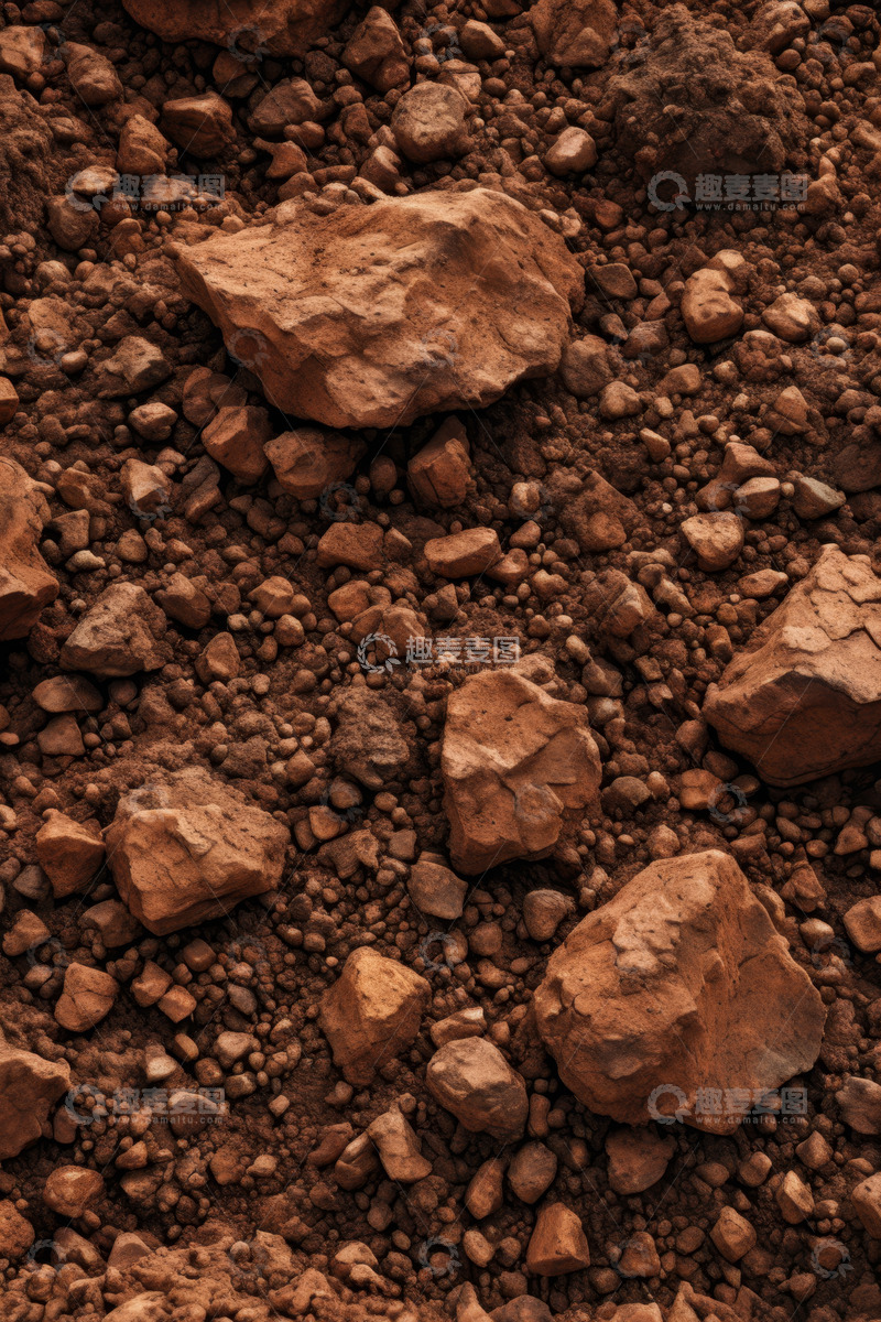 高清大图下载【趣麦麦图】红褐色土地上的岩石特写
