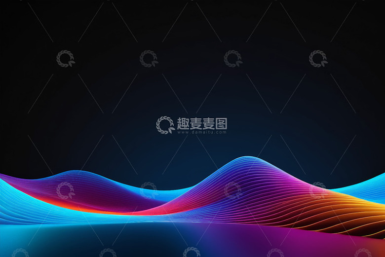 黑色背景彩色波浪抽象设计