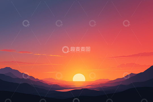 日落时分山景与天空