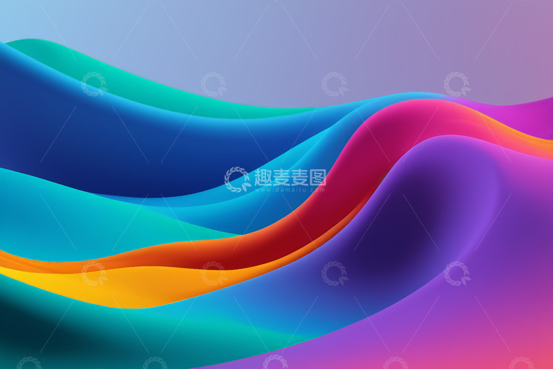 高清大图下载【趣麦麦图】多彩渐变波浪抽象背景