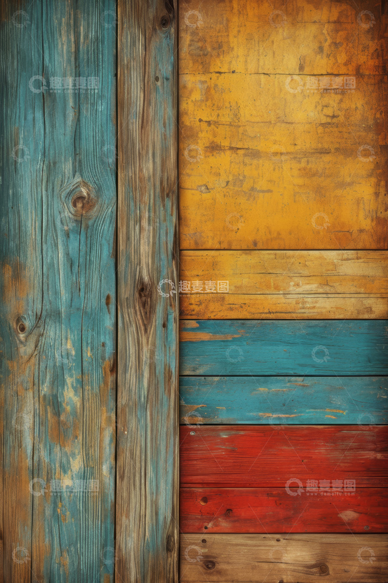 高清大图下载【趣麦麦图】多彩旧木板纹理背景
