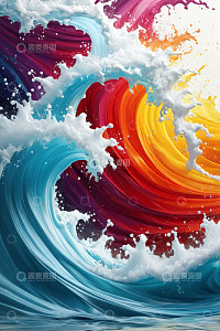 彩色抽象波浪艺术画面