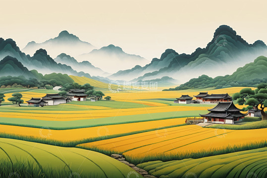 古风田园山水风景