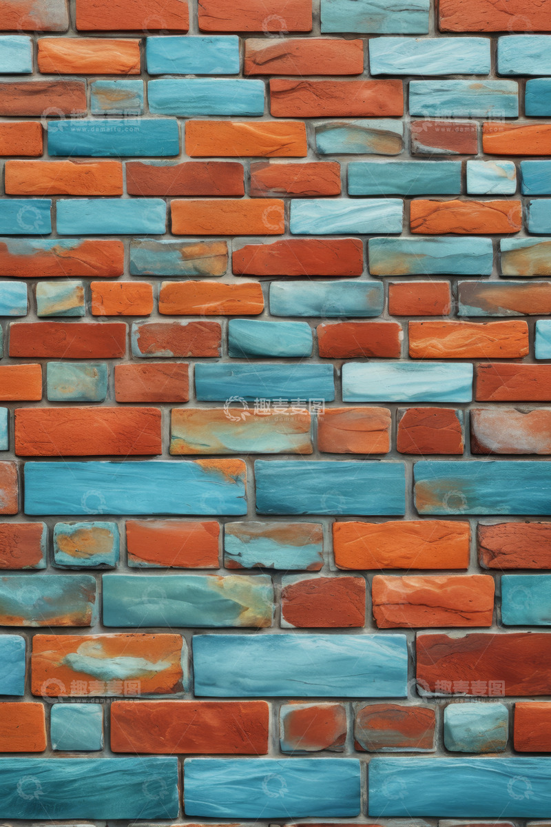 高清大图下载【趣麦麦图】彩色砖块墙面纹理