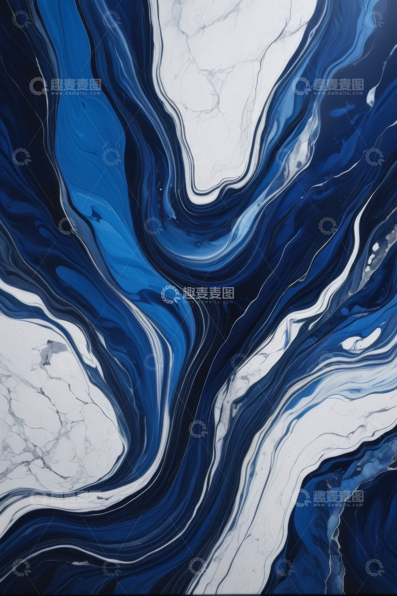 高清大图下载【趣麦麦图】蓝白相间流体艺术纹理图案