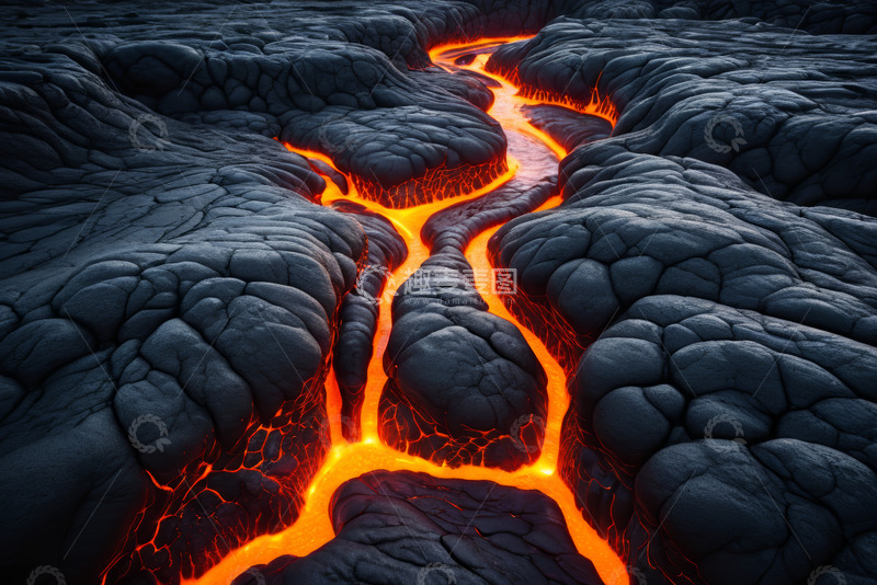 高清大图下载【趣麦麦图】流动的火山熔岩景象