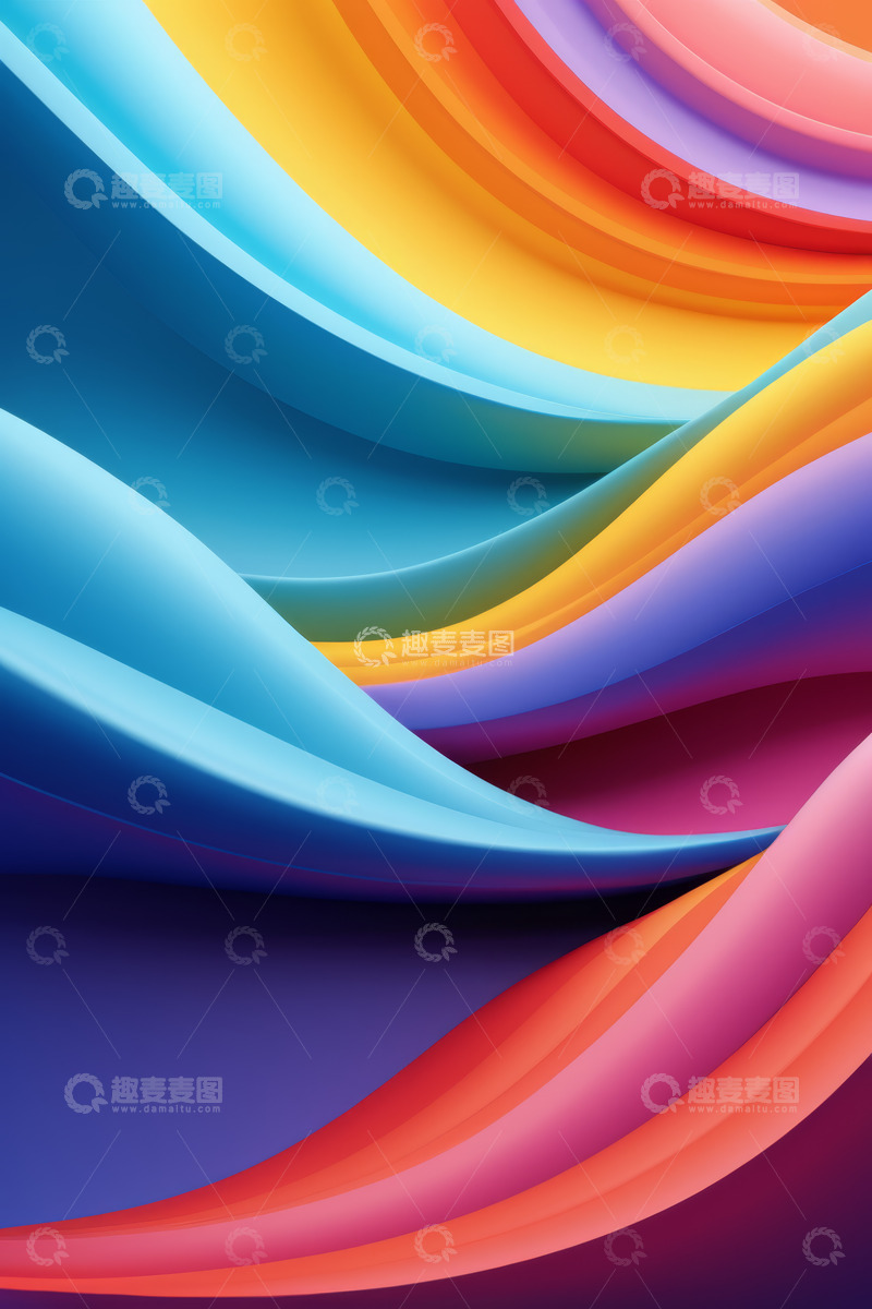 高清大图下载【趣麦麦图】多彩抽象波浪背景