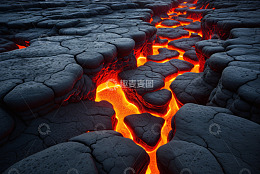 火山熔岩流淌景象