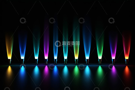 彩色发光灯管排列展示