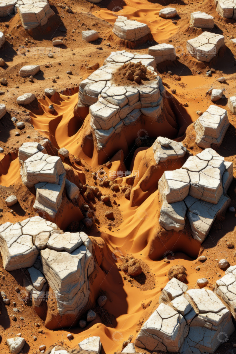高清大图下载【趣麦麦图】沙漠中形状各异的岩石