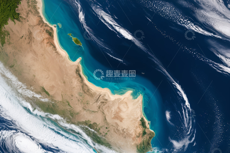 高清大图下载【趣麦麦图】地球海岸线卫星视角图像