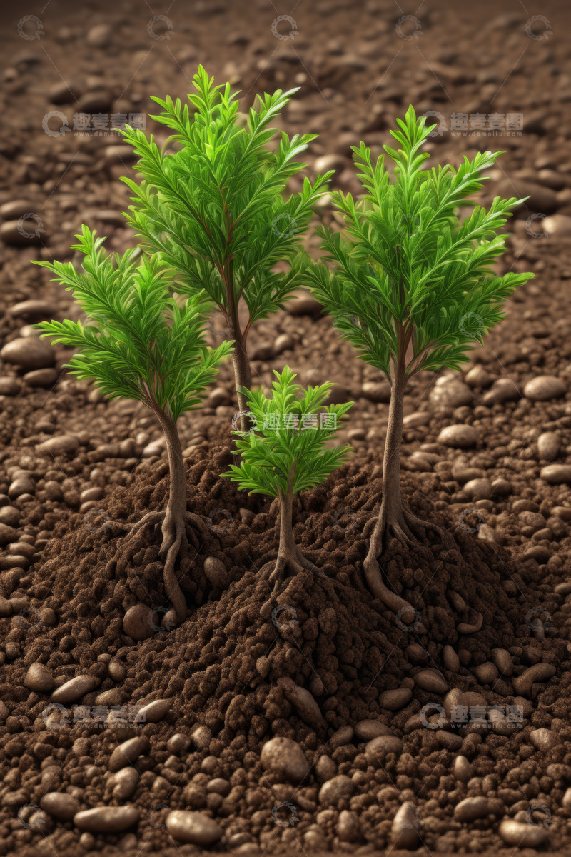 高清大图下载【趣麦麦图】泥土中生长的嫩绿植物