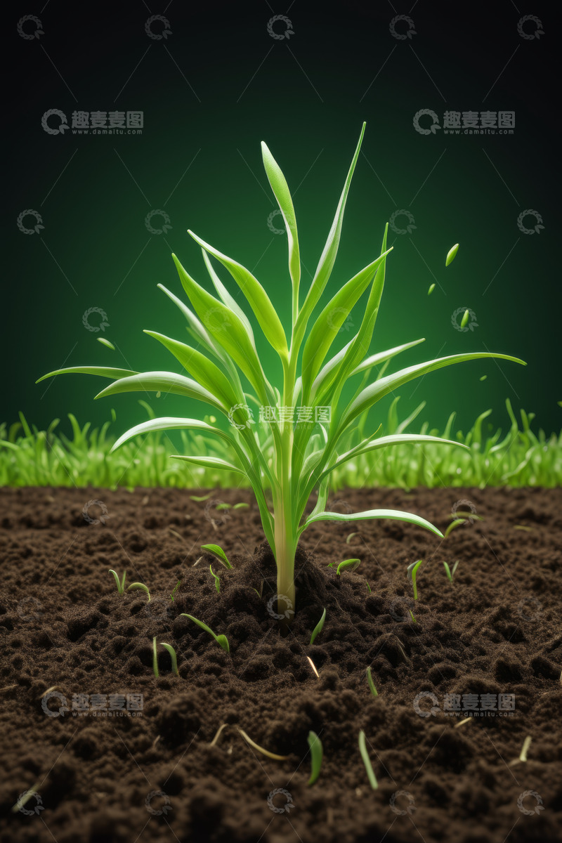 高清大图下载【趣麦麦图】破土而出的绿色幼苗