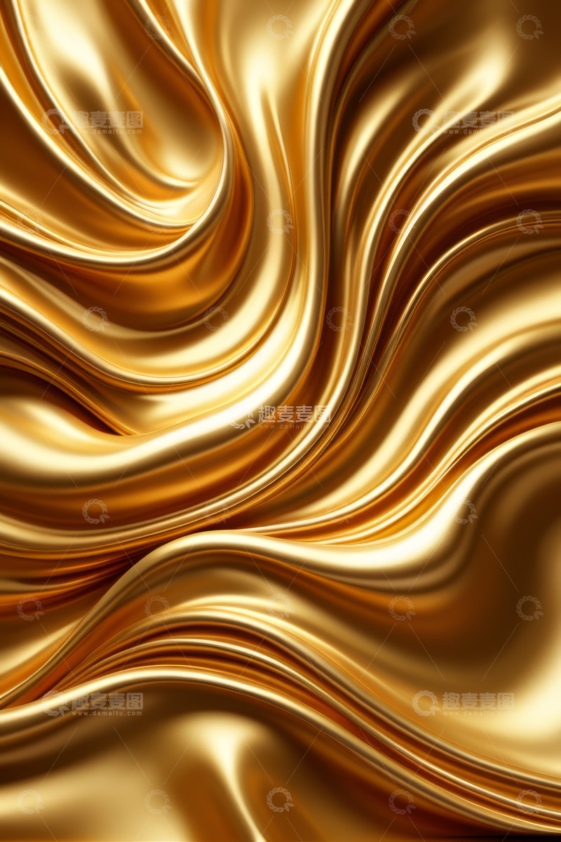 高清大图下载【趣麦麦图】金色流动质感抽象背景