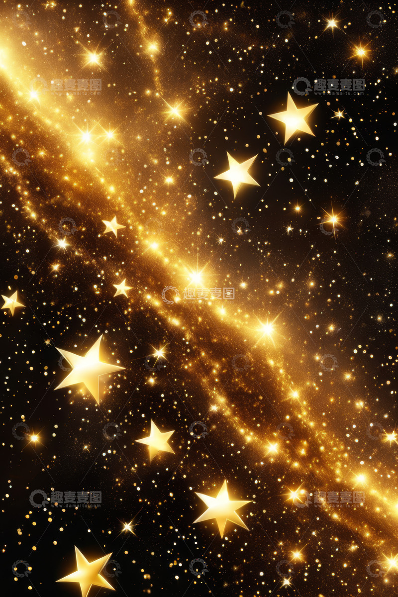 高清大图下载【趣麦麦图】金色星星闪耀背景素材