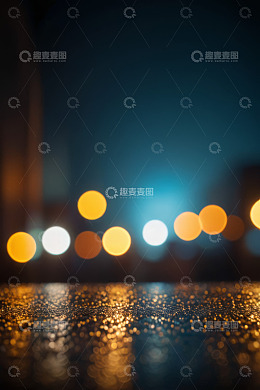 夜晚街道光斑与反光地面景象