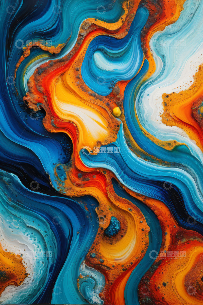 高清大图下载【趣麦麦图】色彩斑斓液体纹理抽象画面