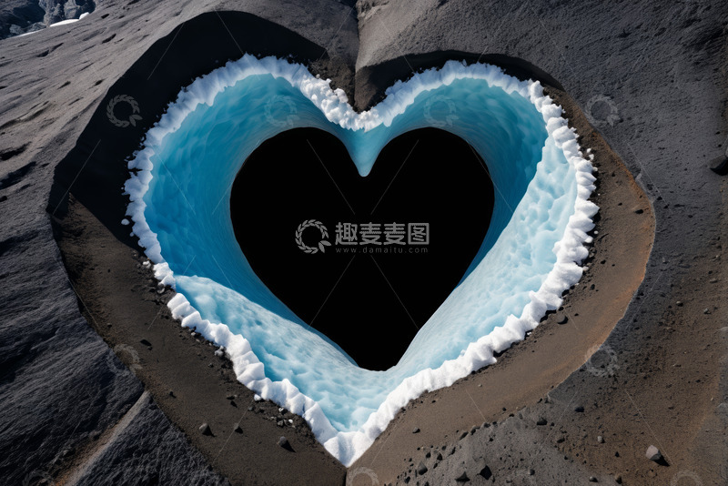 高清大图下载【趣麦麦图】心形冰川自然景观